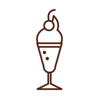 fast food milkshake with fruit dinner and menu tasty meal and unhealthy line style icon vector