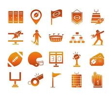 american football game sport professional and recreational icons set gradient design icon vector