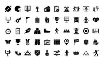 american football game sport professional and recreational icons set silhouette design icon vector