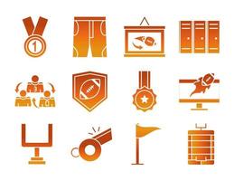 american football game sport professional and recreational icons set gradient design icon vector