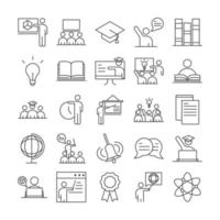 teach school education learn knowledge and training icons set line style icon vector