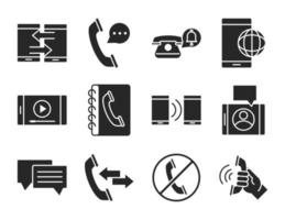 mobile phone or smartphone electronic technology device silhouette style icons set vector