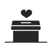 donation charity volunteer help social heart cardboard box silhouette style icon vector