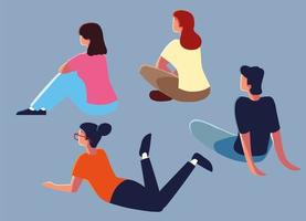 people sitting relaxing vector