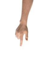 Man keep fingers crossed, hand gesture. Isolated on white background. photo