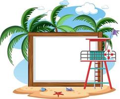 Empty banner template with summer beach element isolated vector