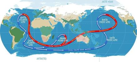 el mapa del mundo actual del océano con nombres vector