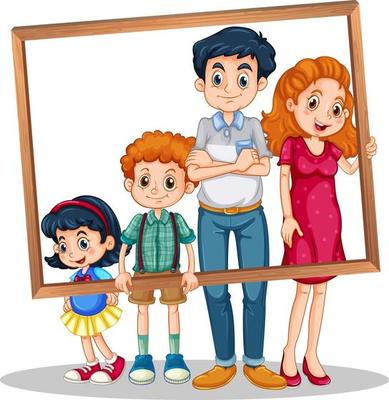 Isolated family picture with photo frame