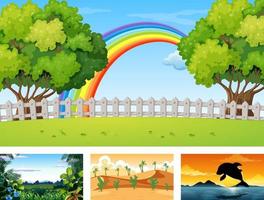 Four different nature horizontal scene vector