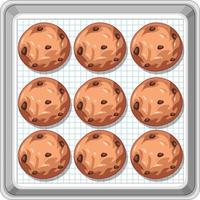 Top view of chocolate chip cookies on tray vector