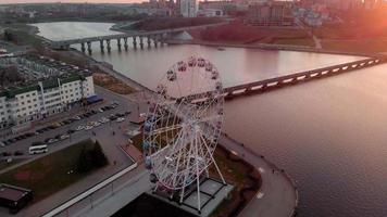 flight over the Ferris wheel aerial shooting