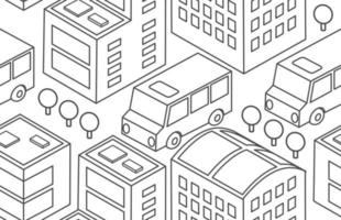 Isometric bus urban infrastructure cars and buses vector