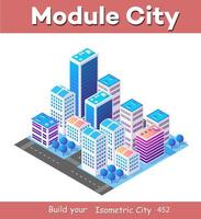 Isometric 3d module block district part vector