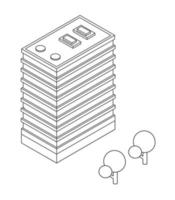 Isometric urban infrastructure houses and buildings sketch vector