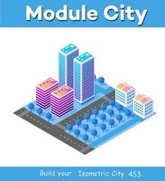 Isometric 3d module block district part vector
