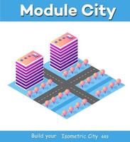 Isometric 3d module block district part vector