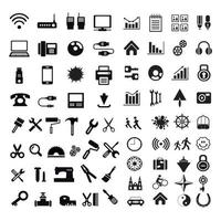 A set of internet silhouette icons with different vector