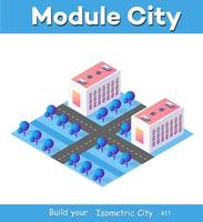 Isometric 3d module block district part vector