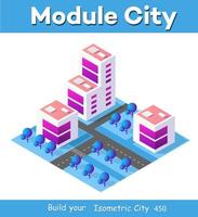 Isometric 3d module block district part vector