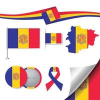 bandera de andorra con elementos vector