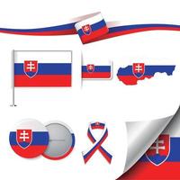 bandera de eslovaquia con elementos vector