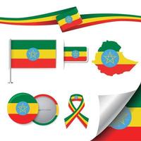 Ethiopia Flag with elements vector