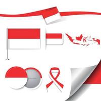 bandera de indonesia con elementos vector