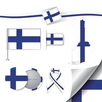 bandera de finlandia con elementos vector