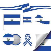 bandera de el salvador con elementos vector