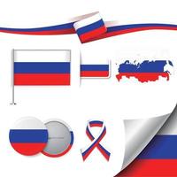 bandera de rusia con elementos vector
