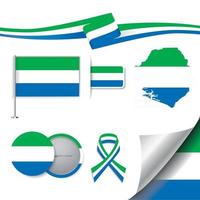 bandera de sierra leona con elementos vector