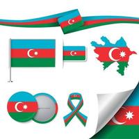 Azerbaijan Flag with elements vector