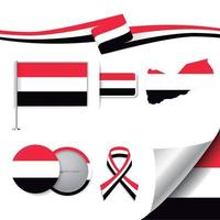 bandera de yemen con elementos vector