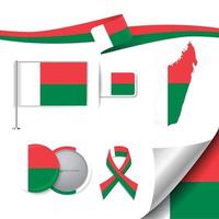 bandera de madagascar con elementos vector