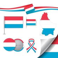 Luxembourg Flag with elements vector