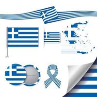 Greece Flag with elements vector