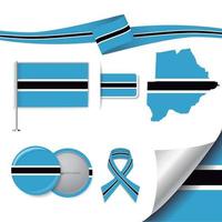 bandera de botswana con elementos vector