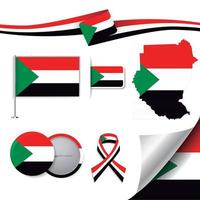 bandera de sudán con elementos vector