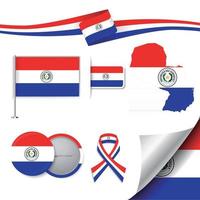 bandera de paraguay con elementos vector