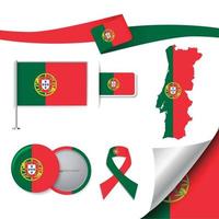 bandera de portugal con elementos vector