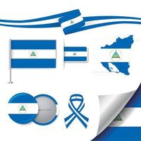 Nicaragua Flag with elements vector