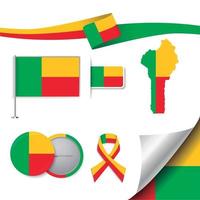 Benin flag with elements vector