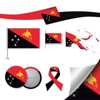 bandera de papua nueva guinea con elementos vector