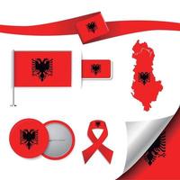 Albania flag with elements vector