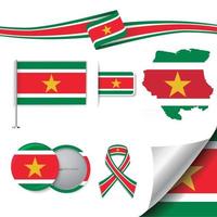 bandera de surinam con elementos vector