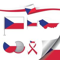 Czech Republic flag with elements vector