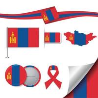 Mongolia flag with elements vector