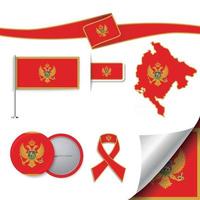 bandera de montenegro con elementos vector