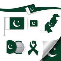 bandera de pakistán con elementos vector