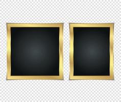 Gold shiny glowing frame with shadows isolated on transparent background. Gold luxury vintage style realistic border, photo, banner. illustration - Vector